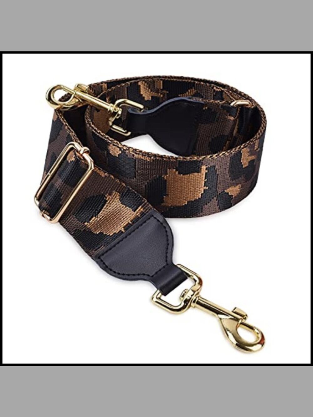 Jacquard Nylon Crossbody Handbag Strap Replacement with Leather Ends